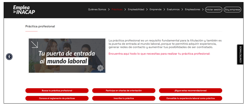 Dónde ver información sobre prácticas profesionales en la intranet ...